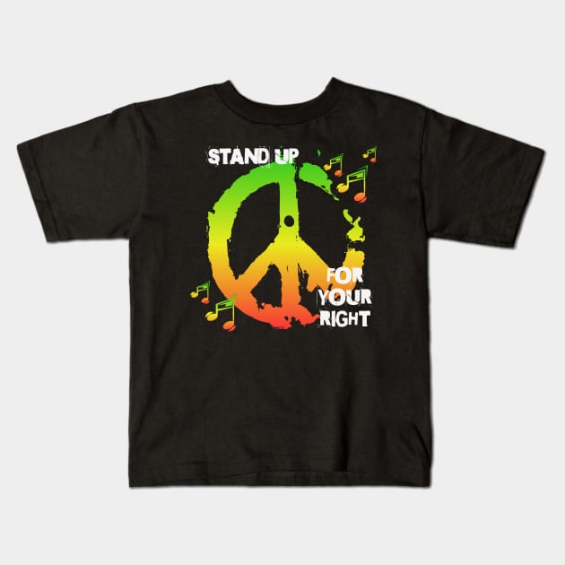 Reggae Peace Sign Stand Up Kids T-Shirt by RockReflections